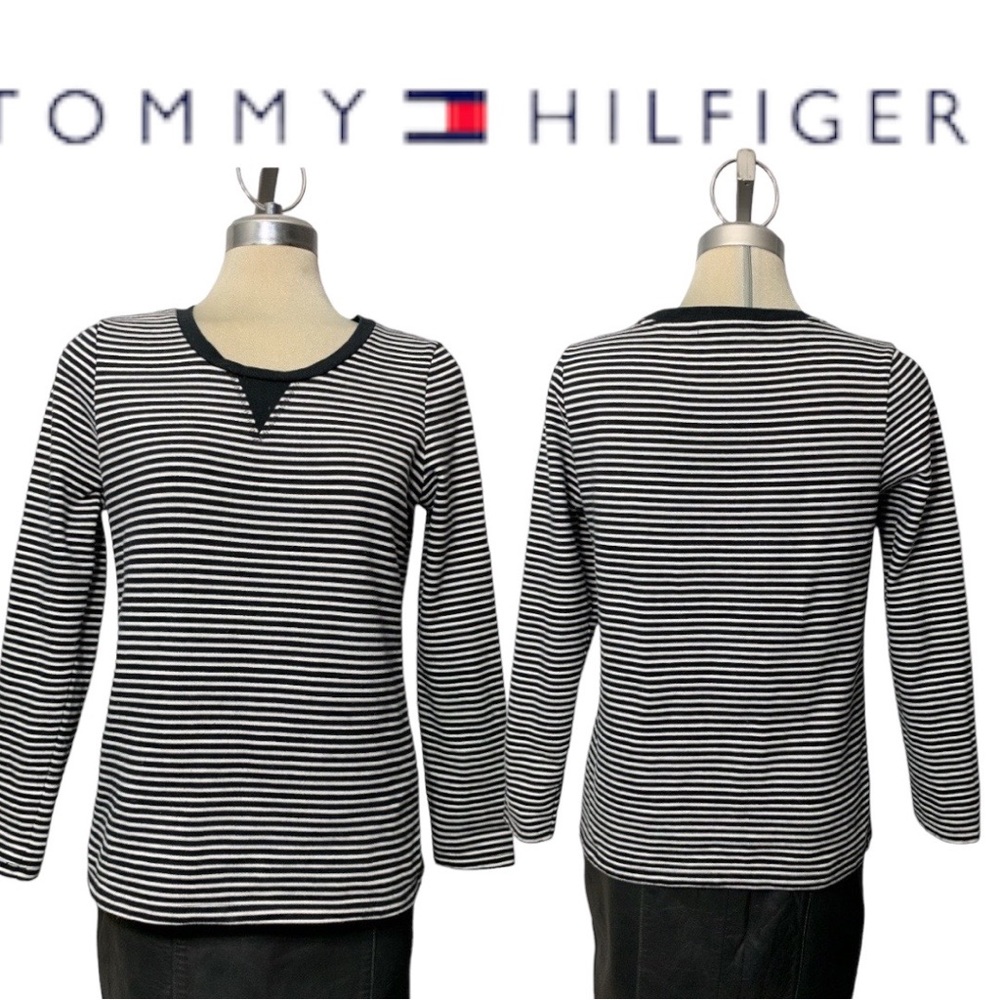 TOMMy HILFIGER Black and White Strip Long Sleeves Size SP.
